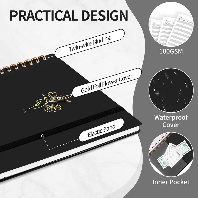 Blugool Accounting Ledger Book for Small Business Bookkeeping & Personal Use, Expense Tracker Notebook for Family Budget, Bookkeeping Record Book, Income and Expense Log Book - 8.4" x 6.1" (Black) - Image 2